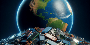 DALL·E 2023 11 27 02.03.41 Una imagen representando el reciclaje de celulares usados mostrando un monton de celulares viejos siendo clasificados para su reutilizacion o recicla 2da6b31e